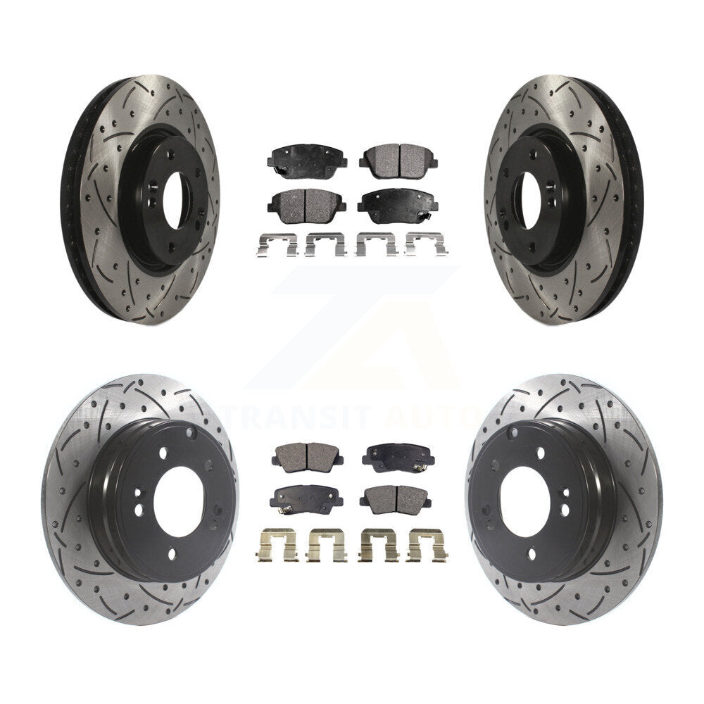 Drill Slot Brake Rotors Ceramic Pad Front Rear Kit For Hyundai Sonata Kia Optima