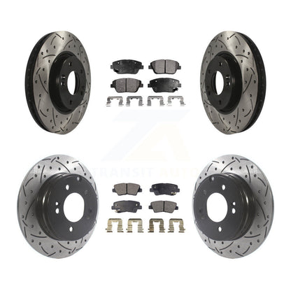 Drill Slot Brake Rotors Ceramic Pad Front Rear Kit For Hyundai Sonata Kia Optima