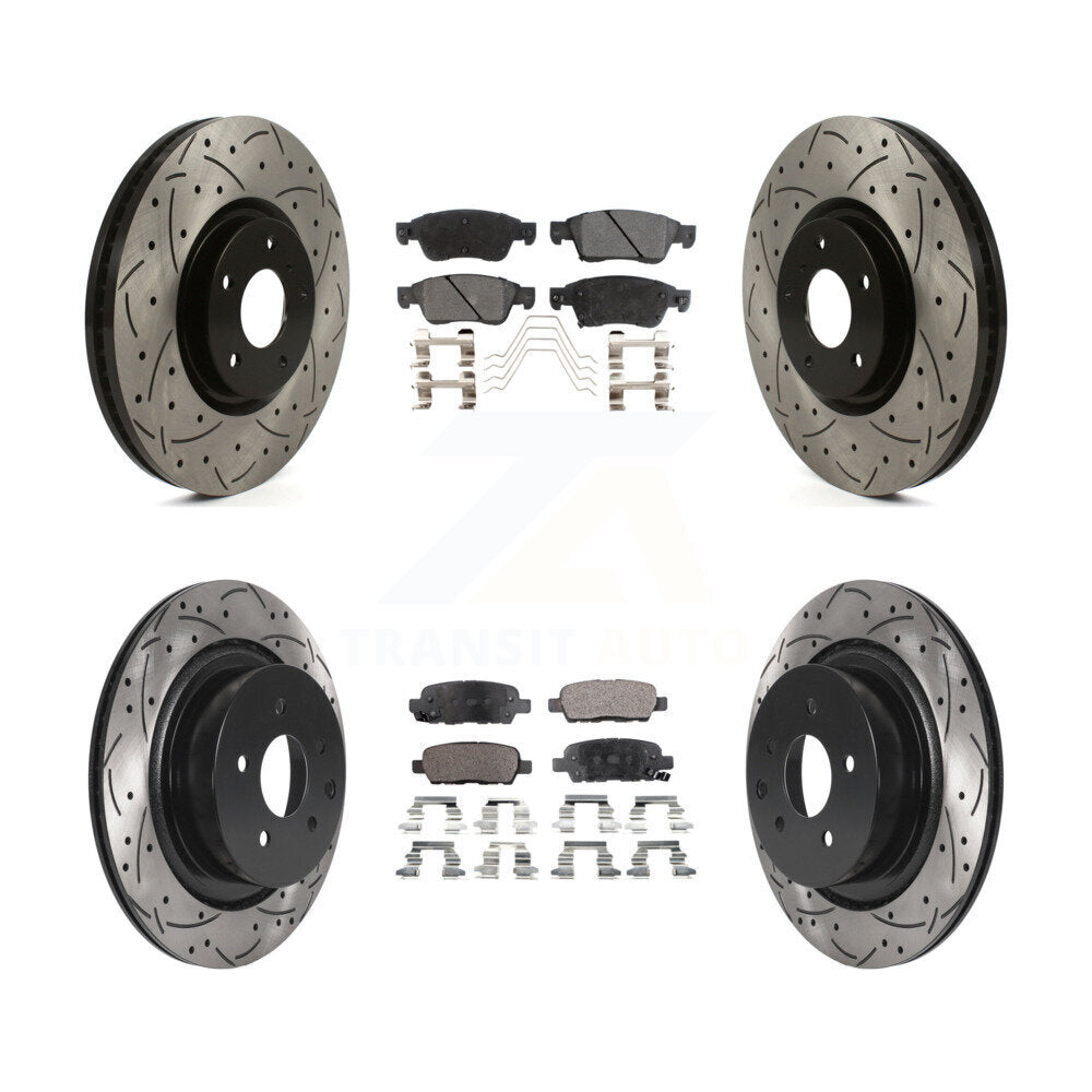 Coat Drill Slot Disc Brake Rotor Ceramic Pad Front Rear Kit For INFINITI G35 Q60