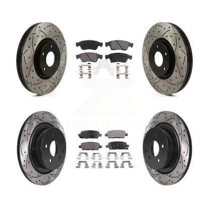 Coat Drill Slot Disc Brake Rotor Ceramic Pad Front Rear Kit For INFINITI G35 Q60