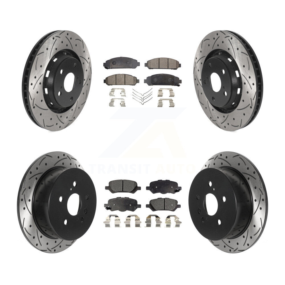 Drilled Slot Brake Rotor & Ceramic Pad Front Rear Kit For 2009-2016 Toyota Venza
