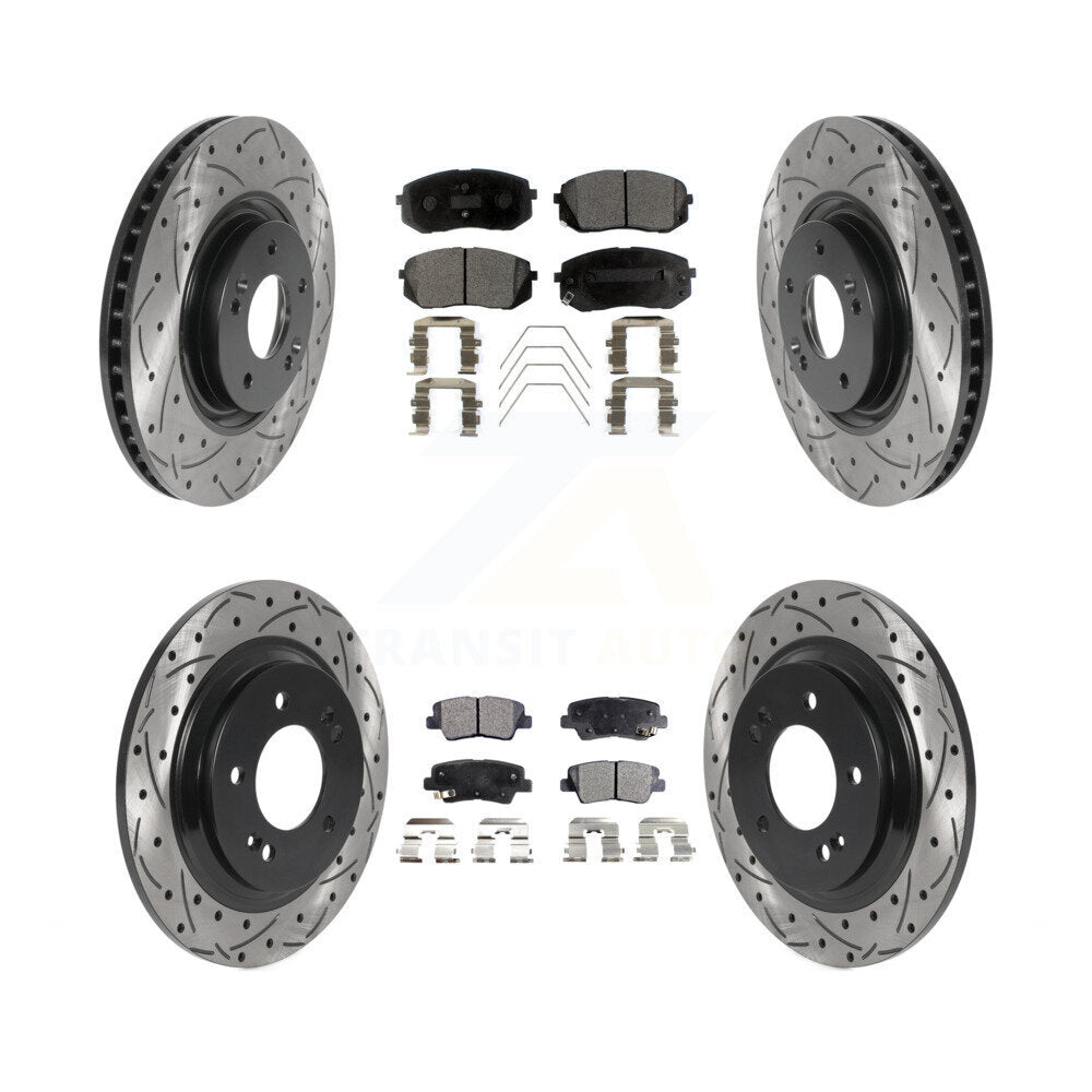 Drill Slot Brake Rotors Ceramic Pad Front Rear Kit For Hyundai Sonata GAS engine