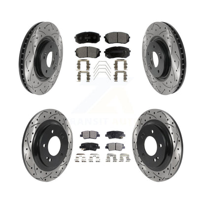 Drill Slot Brake Rotors Ceramic Pad Front Rear Kit For Hyundai Sonata GAS engine