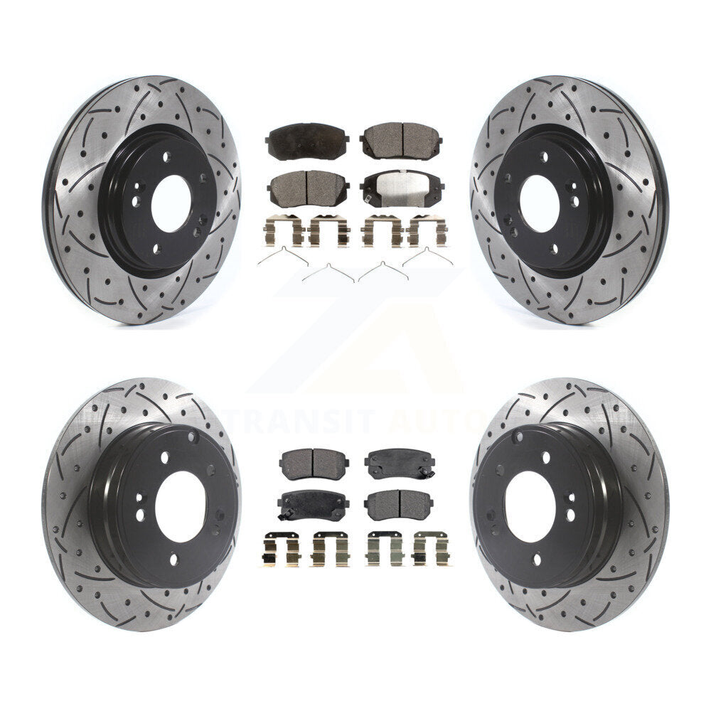 Drill Slot Brake Rotors Ceramic Pad Front Rear Kit For Hyundai Sonata GAS engine