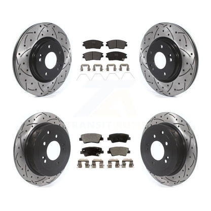 Drilled Slot Disc Brake Rotors Ceramic Pad Front Rear Kit For Hyundai Tucson Kia