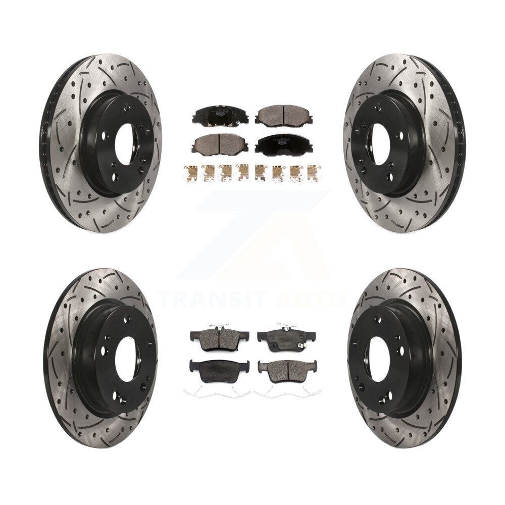 Drilled Slot Brake Rotors Ceramic Pad Front Rear Kit For 2019-2022 Honda Insight