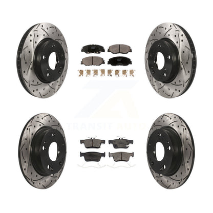 Drilled Slot Brake Rotors Ceramic Pad Front Rear Kit For 2019-2022 Honda Insight