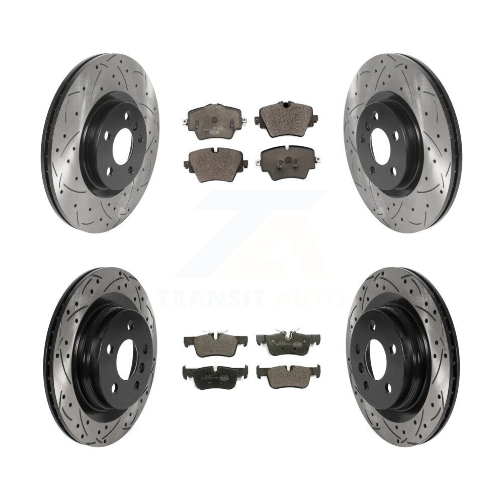 Drill Slot Brake Rotor Ceramic Pad Front Rear Kit For BMW X1 X2 Mini Cooper 228i