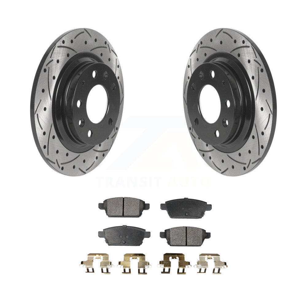 Drill Slot Brake Rotors Ceramic Pad Rear Kit For Ford Fusion Mazda 6 Lincoln MKZ