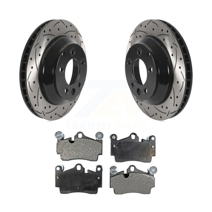 Drill Slot Brake Rotors Ceramic Pad Rear Kit For Audi Q7 Porsche Cayenne Touareg