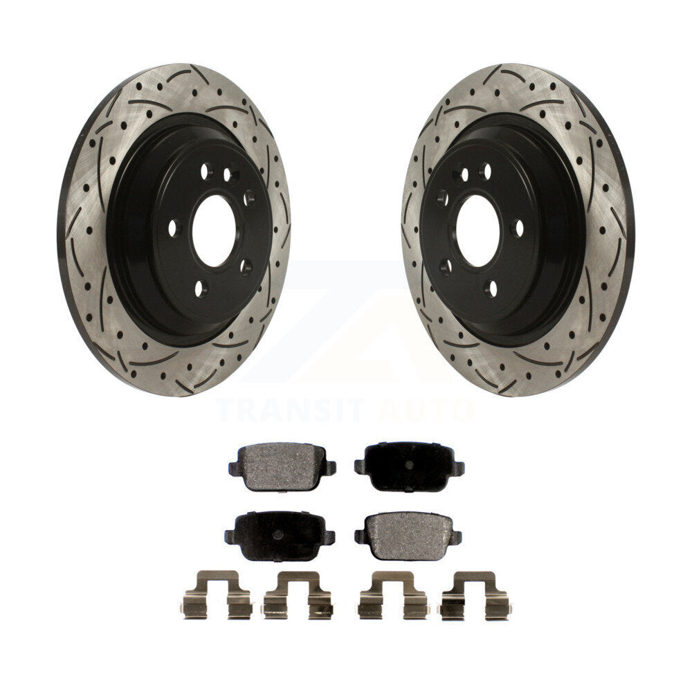 Drilled Slot Disc Brake Rotor & Ceramic Pad Rear Kit For 2008-2011 Volvo S80 FWD