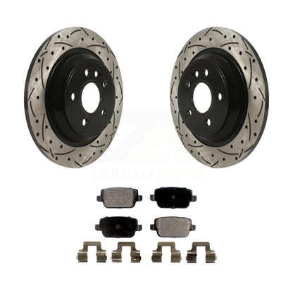 Drilled Slot Disc Brake Rotor & Ceramic Pad Rear Kit For 2008-2011 Volvo S80 FWD