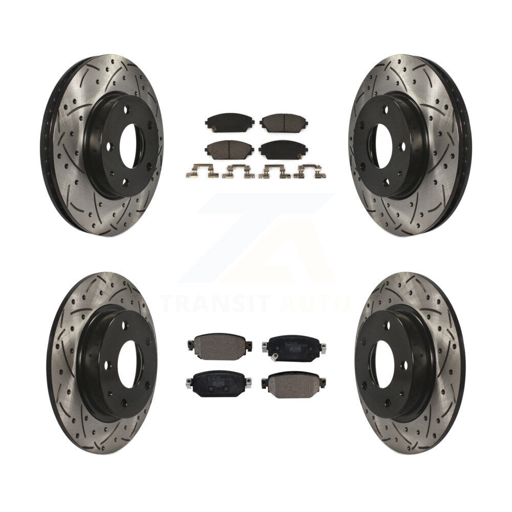 Drilled Slot Brake Rotor Ceramic Pad Front Rear Kit For 2019-2022 Mazda CX-3 FWD