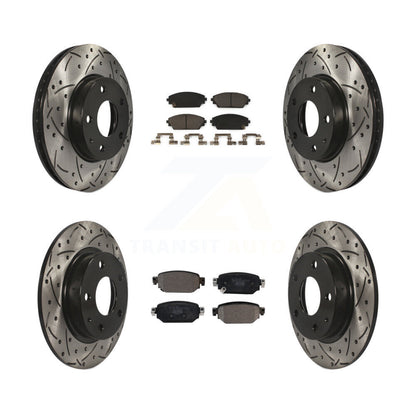 Drilled Slot Brake Rotor Ceramic Pad Front Rear Kit For 2019-2022 Mazda CX-3 FWD