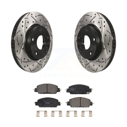 Drilled Slot Disc Brake Rotor & Ceramic Pad Front Kit For 2017 Honda Accord LX-S