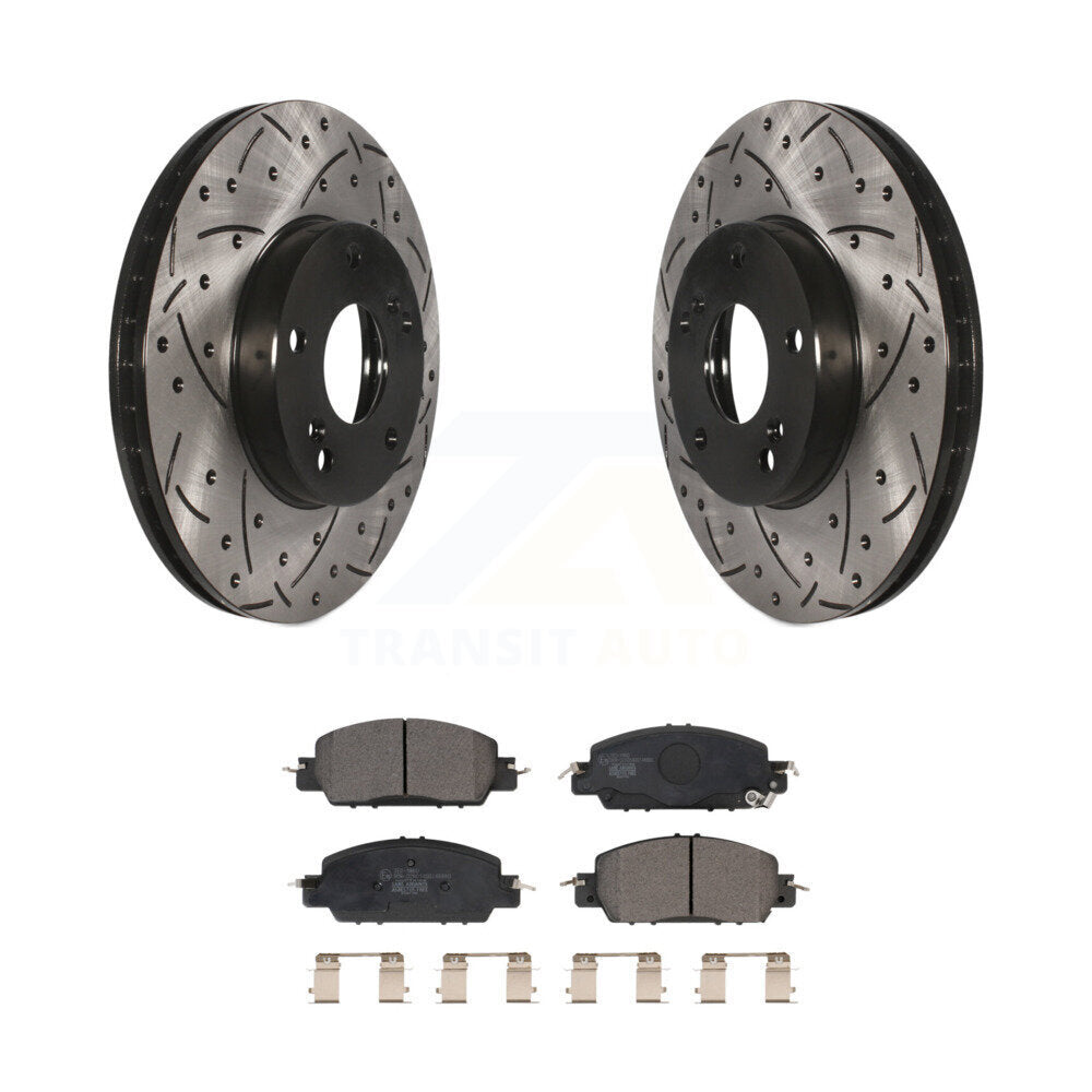 Drill Slot Brake Rotors Ceramic Pad Front Kit For 16 Honda Accord LX-S with 2.4L