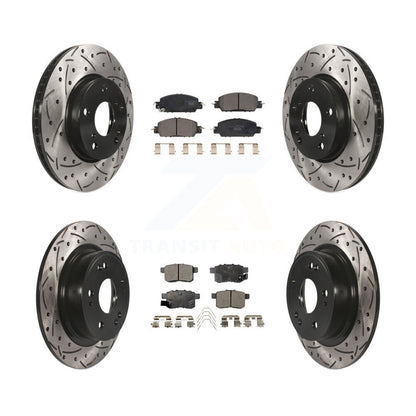 Drilled Slot Brake Rotor & Ceramic Pad Front Rear Kit For 2017 Honda Accord LX-S