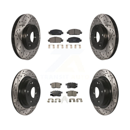 Coated Drilled Slot Disc Brake Rotor Ceramic Pad Front Rear Kit For Honda Accord