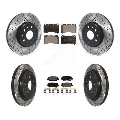 Coated Drilled Slot Disc Brake Rotor Ceramic Pad Front Rear Kit For Cadillac CTS