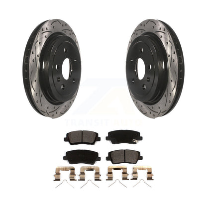 Coated Drilled Slotted Disc Brake Rotors & Ceramic Pad Rear Kit For Cadillac CTS