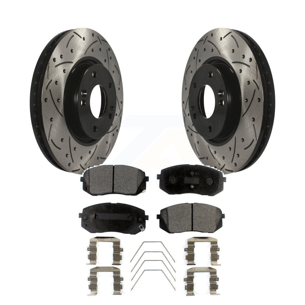 Coat Drill Slot Disc Brake Rotor Ceramic Pad Front Kit For 2017-2019 Kia Soul EV