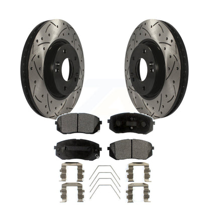 Coat Drill Slot Disc Brake Rotor Ceramic Pad Front Kit For 2017-2019 Kia Soul EV