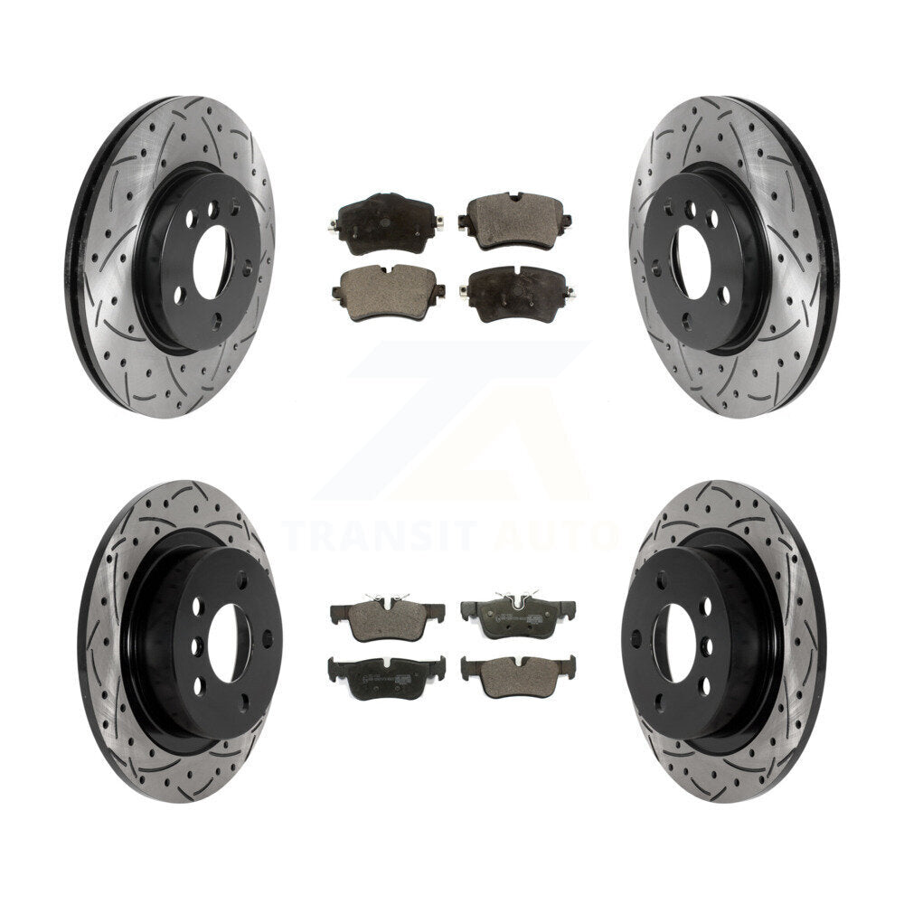 Drilled Slot Disc Brake Rotor Ceramic Pad Front Rear Kit For Mini Cooper Clubman