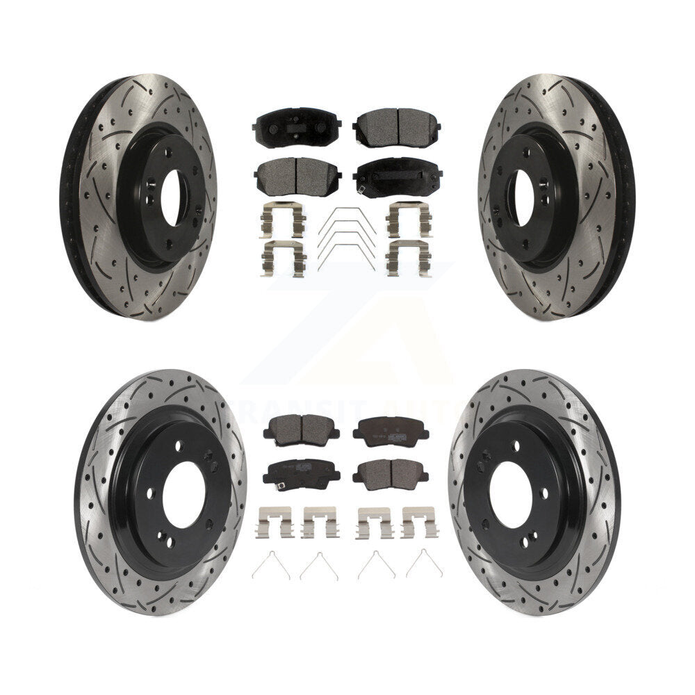 Drill Slot Disc Brake Rotor Ceramic Pad Front Rear Kit For 2017-2019 Kia Soul EV