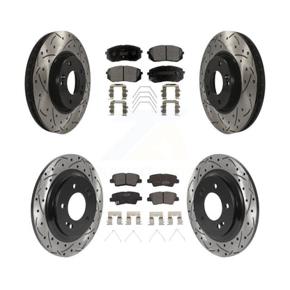 Drill Slot Disc Brake Rotor Ceramic Pad Front Rear Kit For 2017-2019 Kia Soul EV