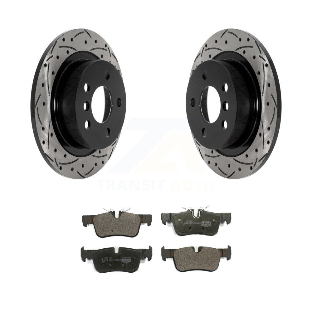 Drilled Slot Brake Rotor Ceramic Pad Rear Kit For Mini Cooper Countryman Clubman