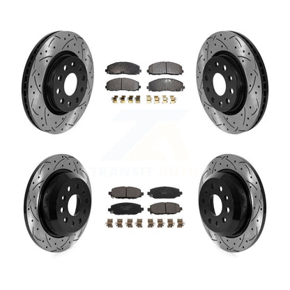 Drill Slot Disc Brake Rotor Ceramic Pad Front Rear Kit For Jeep Wrangler Rubicon