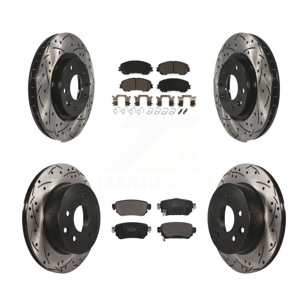 Drill Slot Brake Rotors Ceramic Pad Front Rear Kit For 2019 Nissan Rogue Sport S