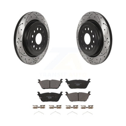 Coated Drilled Slotted Disc Brake Rotors And Ceramic Pads Rear Kit For Ram 1500