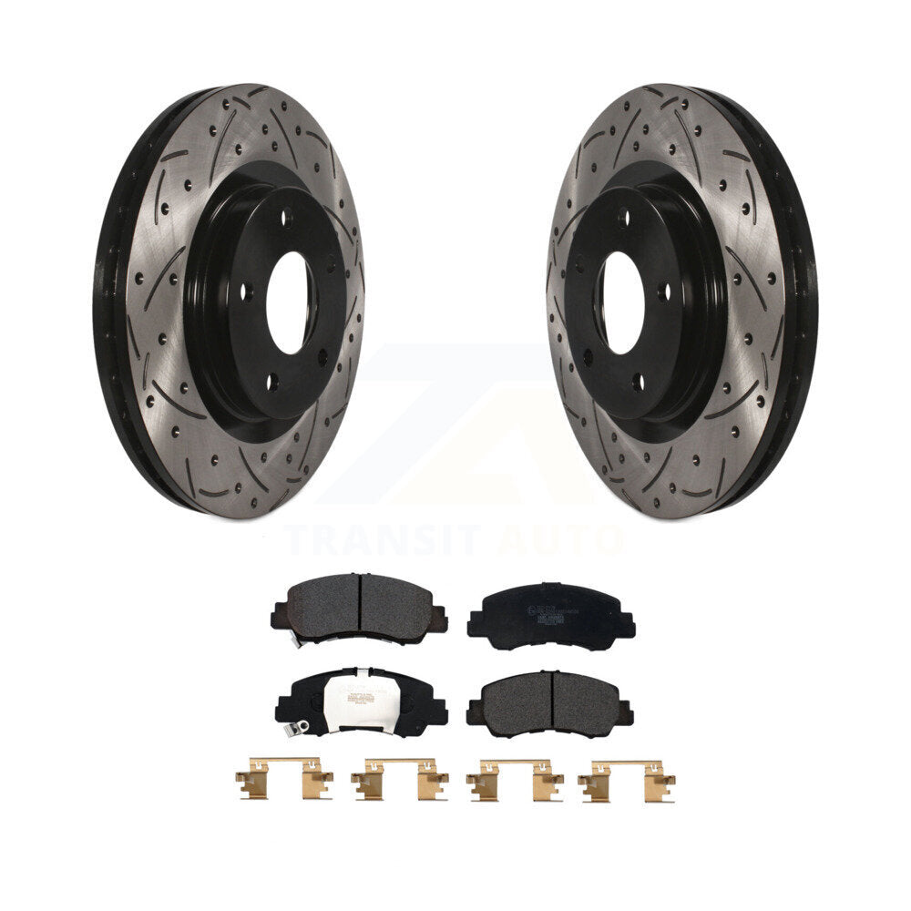 Drilled Slot Disc Brake Rotor Ceramic Pad Front Kit For Mitsubishi Eclipse Cross