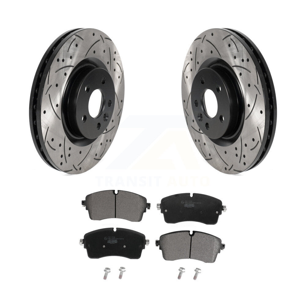 Coated Drilled Slotted Disc Brake Rotors Ceramic Pad Front Kit For Jaguar E-Pace