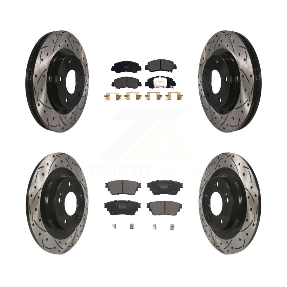 Drilled Slot Brake Rotor Ceramic Pad Front Rear Kit For Mitsubishi Eclipse Cross