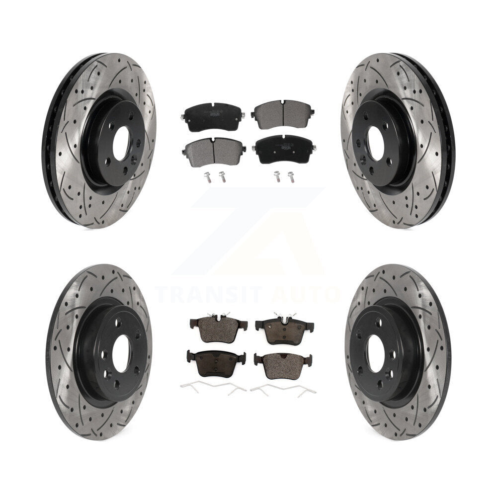 Coated Drill Slot Disc Brake Rotors Ceramic Pad Front Rear Kit For Jaguar E-Pace