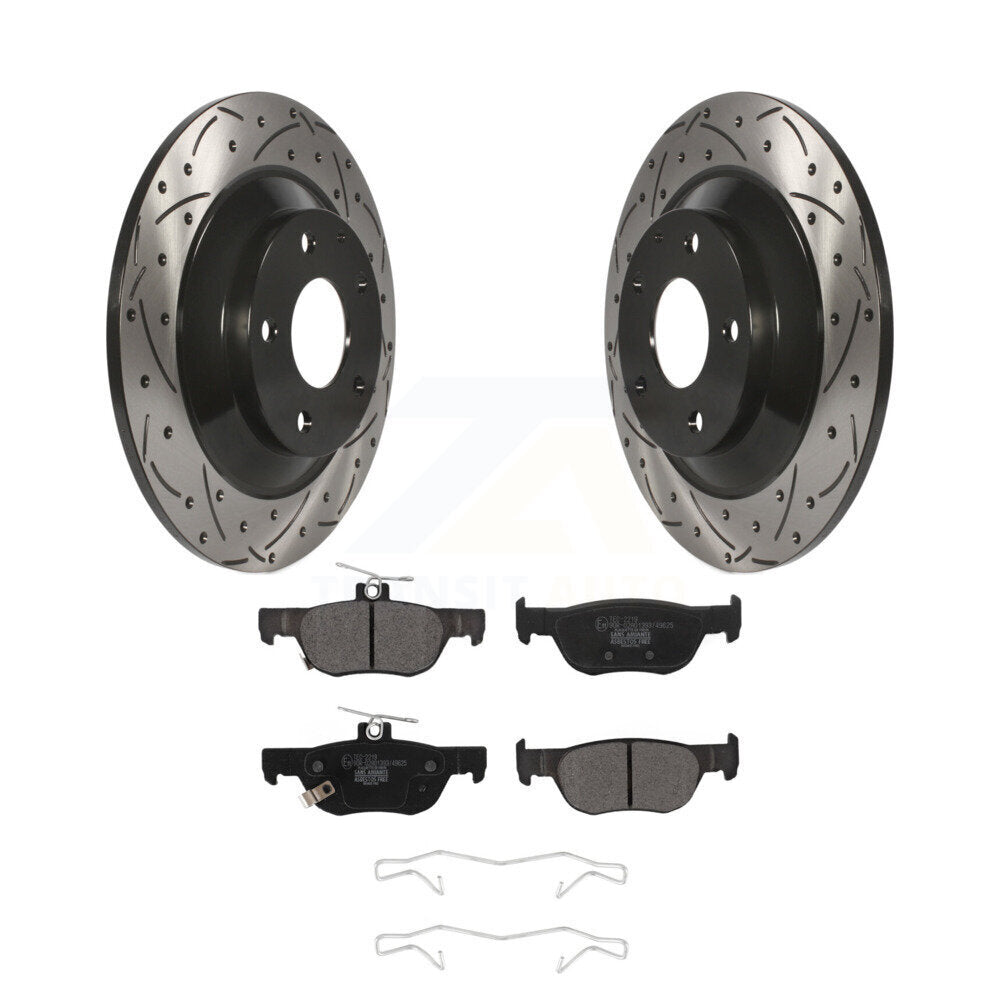 Coated Drill Slot Disc Brake Rotor Ceramic Pad Rear Kit For Mazda CX-30 MX-30 EV