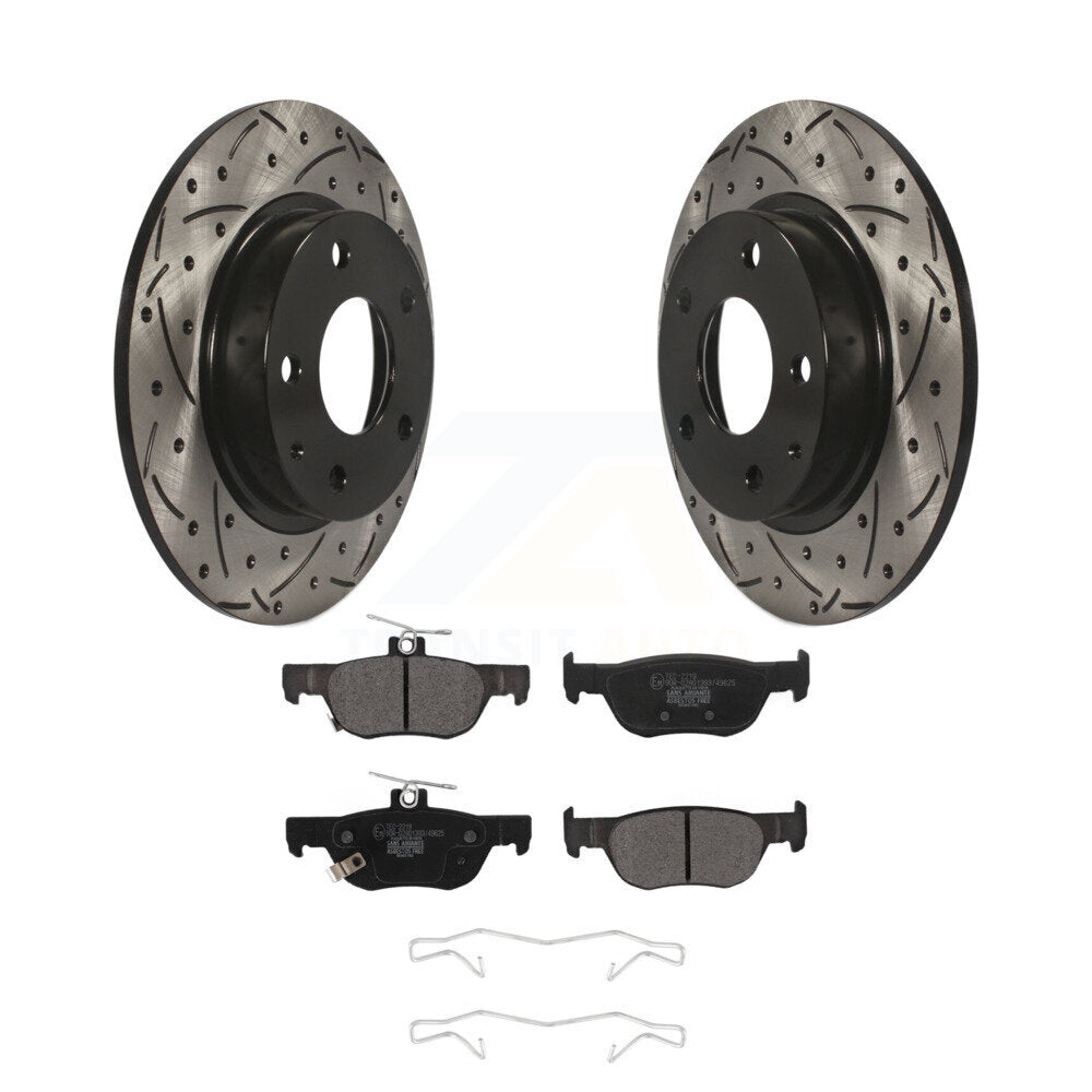 Coated Drill Slot Disc Brake Rotors Ceramic Pad Rear Kit For Mazda 3 CX-30 Sport