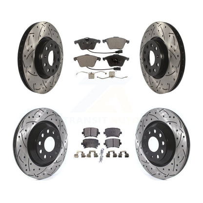 Drilled Slot Disc Brake Rotor & Ceramic Pad Front Rear Kit For Volkswagen CC R32