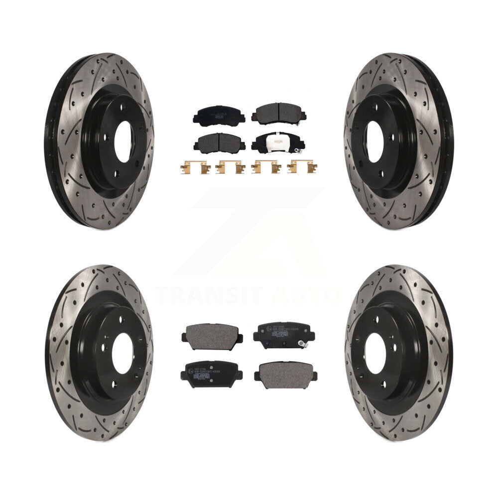 Drilled Slot Brake Rotor Ceramic Pad Front Rear Kit For Mitsubishi Eclipse Cross