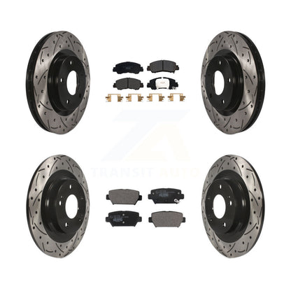 Drilled Slot Brake Rotor Ceramic Pad Front Rear Kit For Mitsubishi Eclipse Cross
