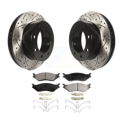 Coat Drill Slot Disc Brake Rotor Ceramic Pad Front Kit For Ford F-450 Super Duty