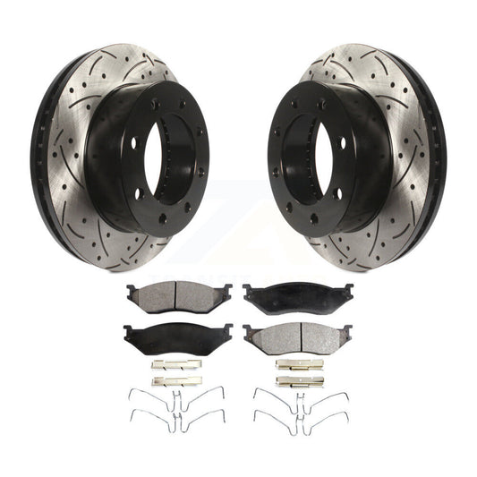 Coat Drill Slot Disc Brake Rotor Ceramic Pad Front Kit For Ford F-450 Super Duty