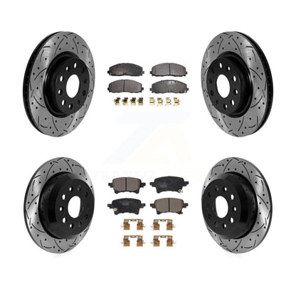 Coated Drill Slot Disc Brake Rotors Ceramic Pad Front Rear Kit For Jeep Wrangler
