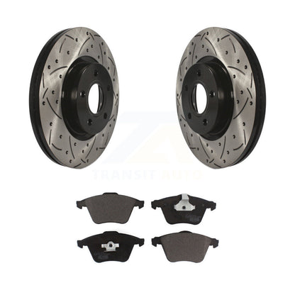 Coated Drilled Slotted Disc Brake Rotors And Ceramic Pad Front Kit For Volvo S40