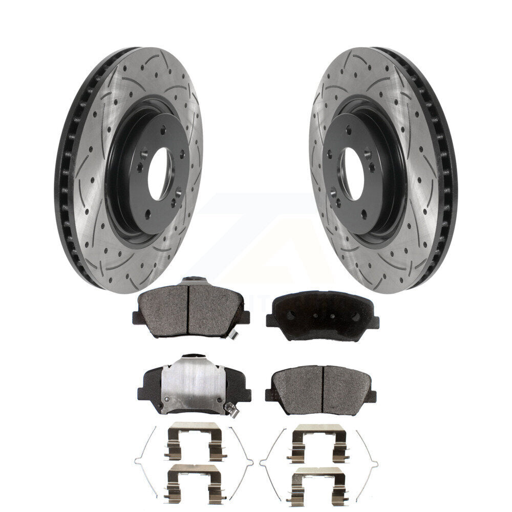 Drilled Slot Disc Brake Rotor & Ceramic Pad Front Kit For 2019-2022 Hyundai Nexo