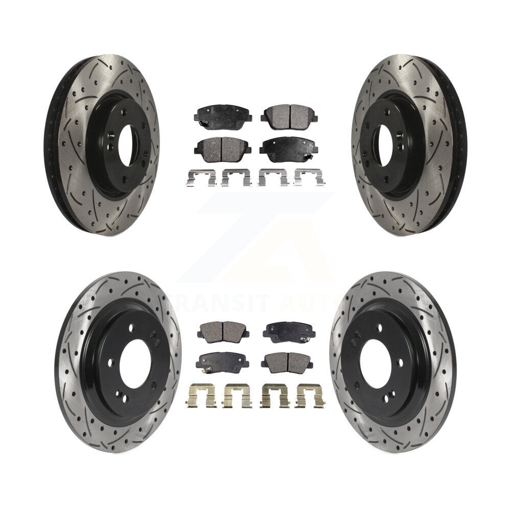Coated Drill Slot Disc Brake Rotor Ceramic Pad Front Rear Kit For Hyundai Sonata