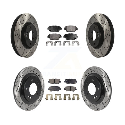 Coated Drill Slot Disc Brake Rotor Ceramic Pad Front Rear Kit For Hyundai Sonata
