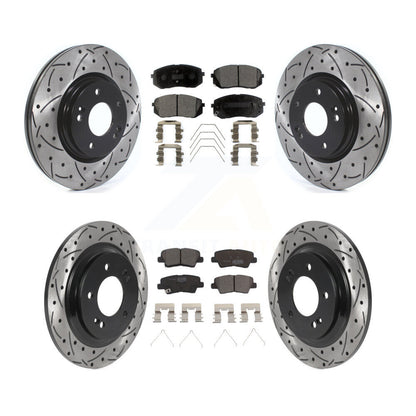 Drilled Slot Brake Rotor & Ceramic Pad Front Rear Kit For Hyundai Elantra GT Kia